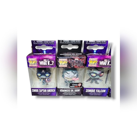 (5) Funko Pop! Keychain Zombie:Capt.America,Falcon,Iron Man,Mandalorian,Dr.Doom - Picture 8 of 8
